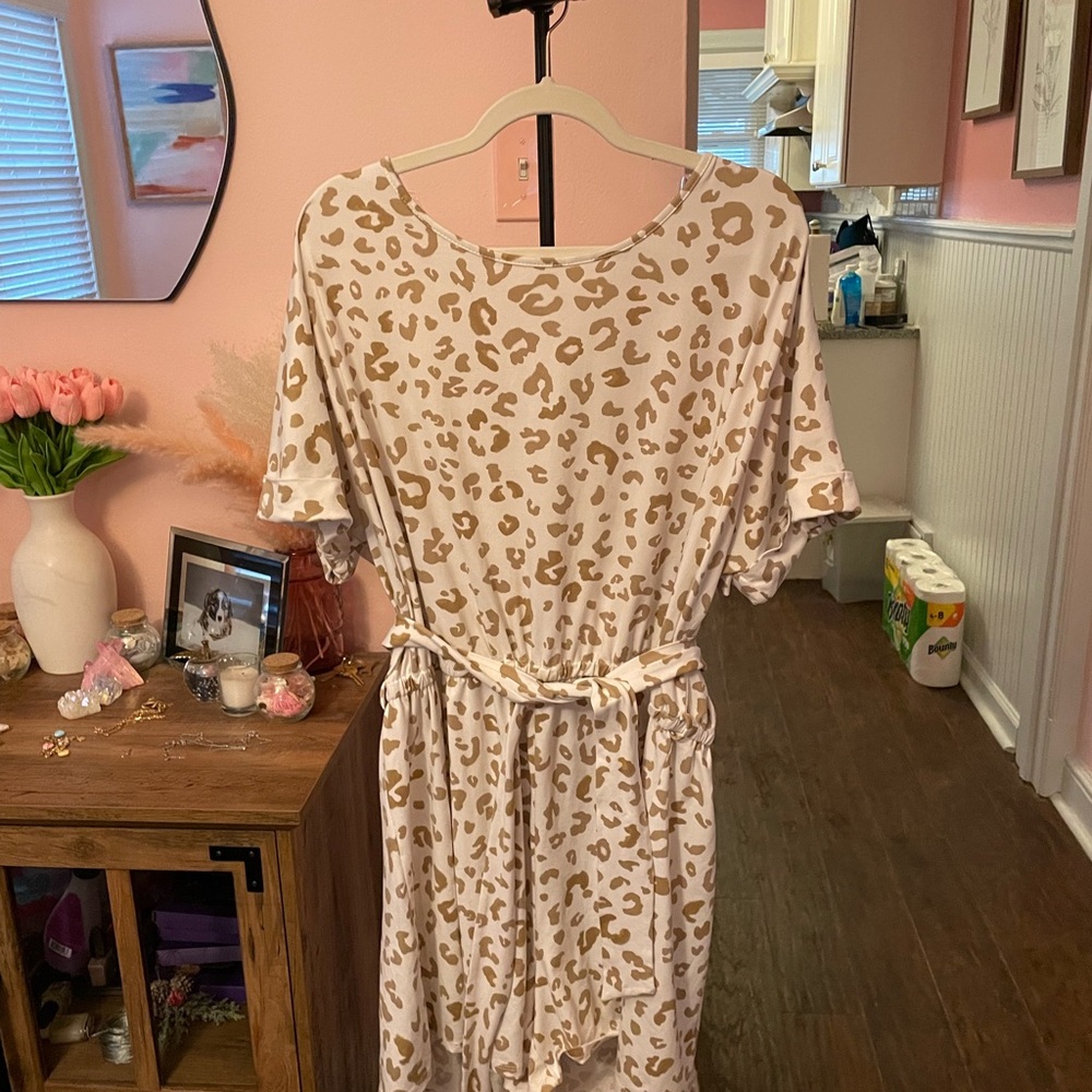 Leopard Print Belted Romper